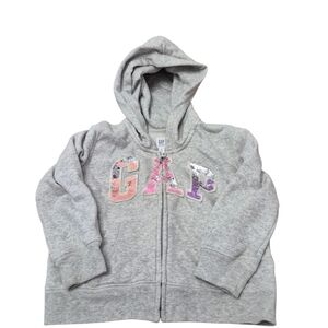 GAP Kids Heather Gray Hoodie with Multicolor Gliter Logo Size XS